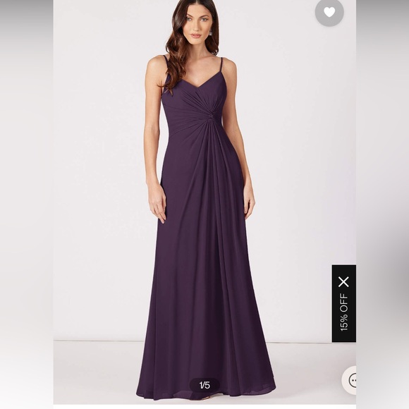 Azazie Aubrielle Chiffon Plum purple bridesmaid dress size A12 USED long formal - Picture 1 of 16